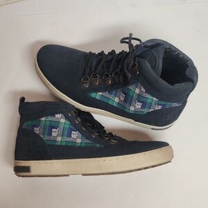 Inkkas Rare Find Star Wars Galaxy Unisex 8W/6M Blue Green Plaid High-Top Shoes